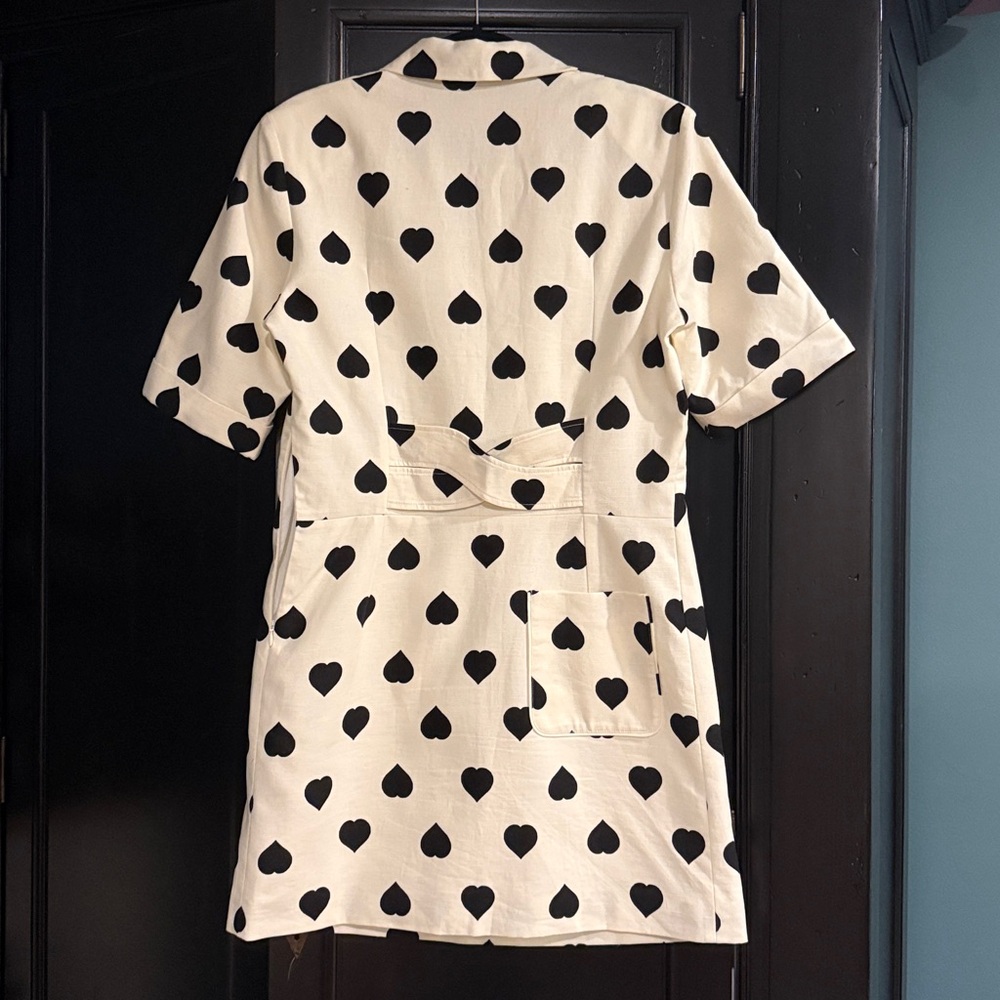 Tara Jarmon Women’s Robin Ecru with Black Polka Hearts Dress - Size 42 - Picture 4 of 10